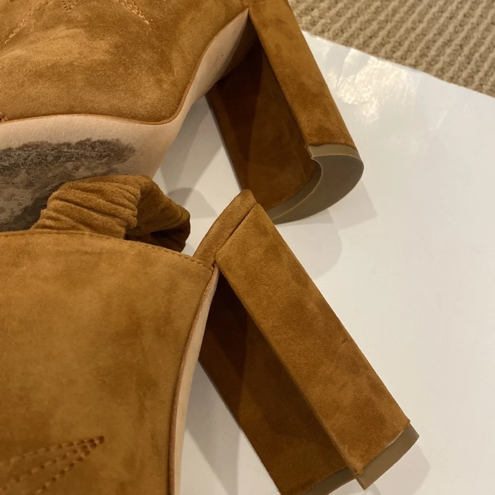 CHLOE GOSSELIN DIANE BACKLESS SUEDE CHUNKY HEELED BOOT LIKE SHOE - Picture 15 of 16